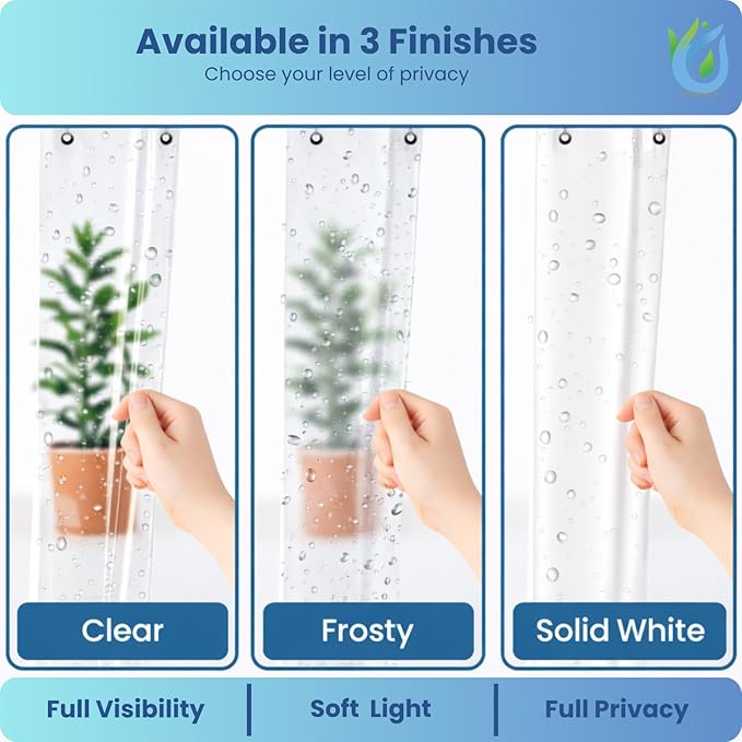 SUSTAINAURA® Heavy Duty Frosty Shower Curtain Liner 72x72 – Waterproof, Quick Dry, Odor Free, Eco Friendly, Non-Toxic with 3 Weighted Magnets & 12 Rustproof Grommets Bathroom Accessories