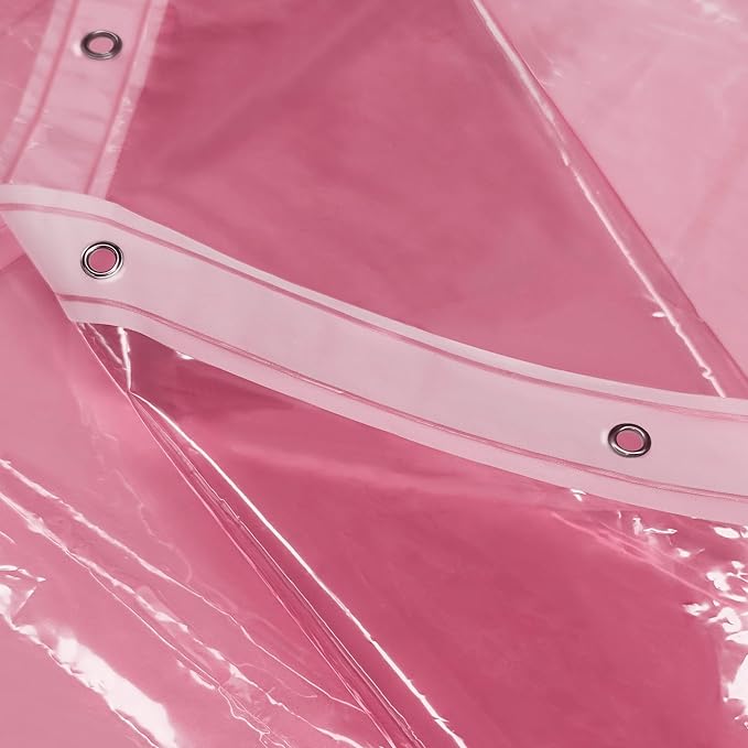 Barossa Design Extra Long Clear Pink Shower Curtain Liner with 3 Magnets - 72" x 84" XL, Waterproof PEVA Lightweight Shower Liner for Bathroom, PVC Free, Metal Grommets - Clear Pink, 72x84