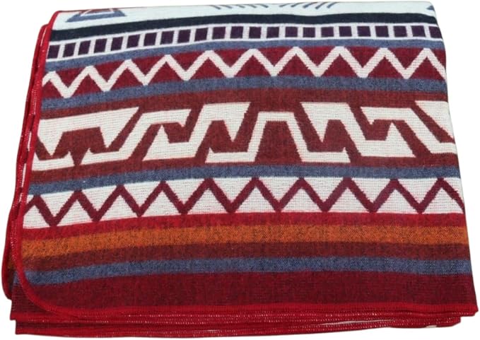 Alpaca Wool Blanket – Warm, Thick, Ultra Soft, Throw 78 x 47, Reversible 2-in-1, Hypoallergenic, Non-Itchy, Washable – Great for Couch, Camping, Travel, Picnics & Cozy Home Comfort,(Red, Throw)