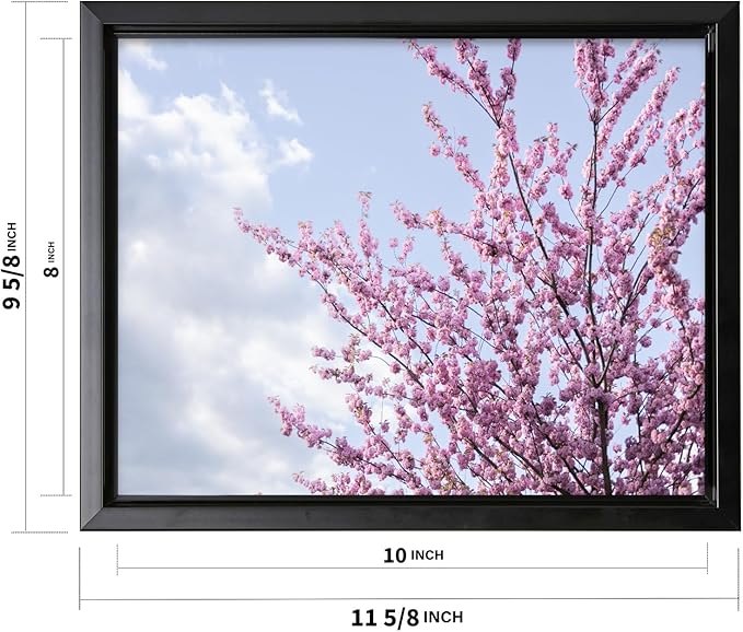 Monem Art Cherry Blossom Spring Sky Photography Print - Floral Nature Art Poster - Wall Decor for Living Room, Bedroom or Office - 8x10 Black Framed CANVAS Wall Art by Mareike Bohmer