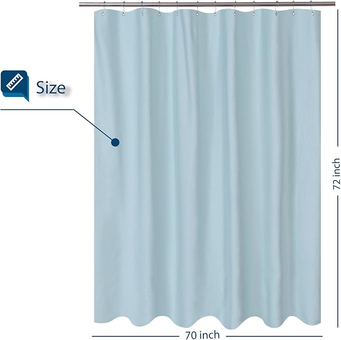 Barossa Design Soft Fabric Shower Liner or Curtain, Hotel Quality, Machine Washable, Water Repellent, Blue, 70 x 72 inches