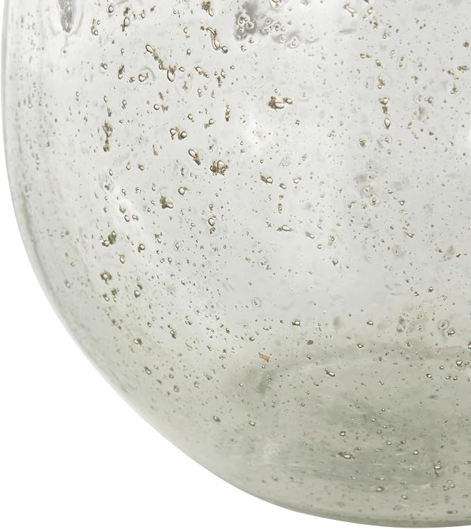 Deco 79 Glass Decorative Vase Speckled Centerpiece Vases with Brown Accents, Flower Vases for Home Decoration 7" x 7" x 12", Clear
