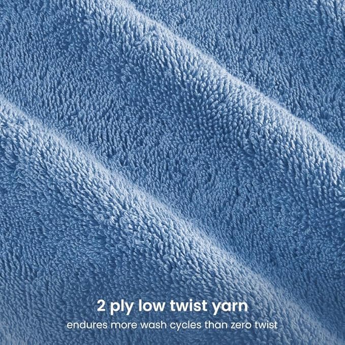 BIOWEAVES 100% Organic Cotton 700 GSM Plush Washcloths 13" x 13" GOTS Certified - Cerulean Blue, Pack of 12
