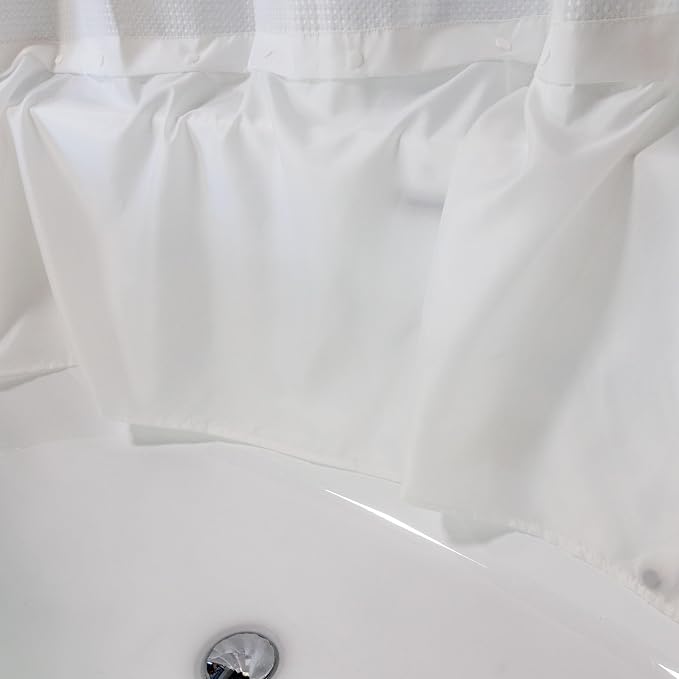 23 THREADS Replaceable Fabric Shower Curtain Liner White Long 70x54 | Water resistant, Sustainable yarns