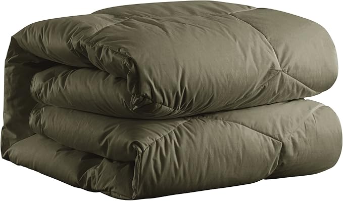 Feather and Loom Honeycomb Stitch Down Alternative All Season Comforter - Soft and Easy Care Microfiber Cover, Hypoallergenic High Loft Fiber Fill, Machine Washable | Color: Olive | Size: Twin