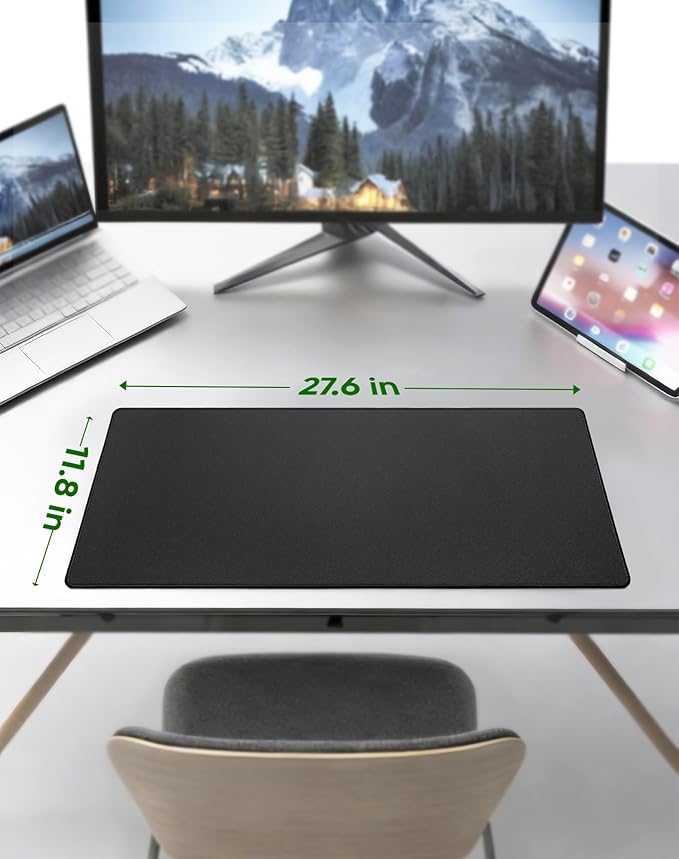 ALOANES Large Gaming Mouse Pad with Non-Slip Rubber Base,Stitched Edge,Desk mat for Laptop,Computer & PC, Wristing Pad for Gamer,Office & Home,Classic Black XL 27.6"x 11.8"x 0.12"