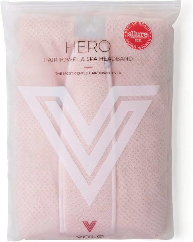 VOLO Hero Hair Towel + Facial Spa Headband for Women | Wrap Towel + Headband for Washing Face & Makeup | Ultra-Soft, Fast Drying, Anti-Frizz Nanoweave Fabric | Reusable Package