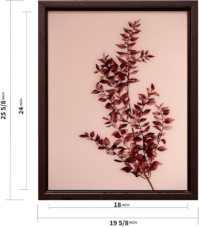 Monem Art Dried Red Botanical Branch Print - Minimalist Boho Nature Poster - Wall Decor for Living Room, Bedroom or Office - 18x24 Brown Framed CANVAS Wall Art by Mareike Bohmer