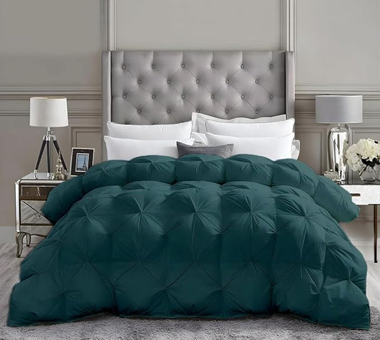 Palatial King Down Alternative Comforter 120x98 Inch Teal – 500 GSM Ultra Soft Breathable, Luxury Pintuck Pinch Pleat, All Season Duvet Insert with Corner Tabs, Machine Washable