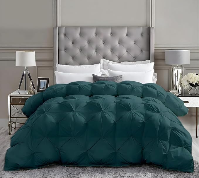 California King Down Alternative Comforter 102x96 Inch Teal – 500 GSM Ultra Soft Breathable, Luxury Pintuck Pinch Pleat, All Season Duvet Insert with Corner Tabs, Machine Washable
