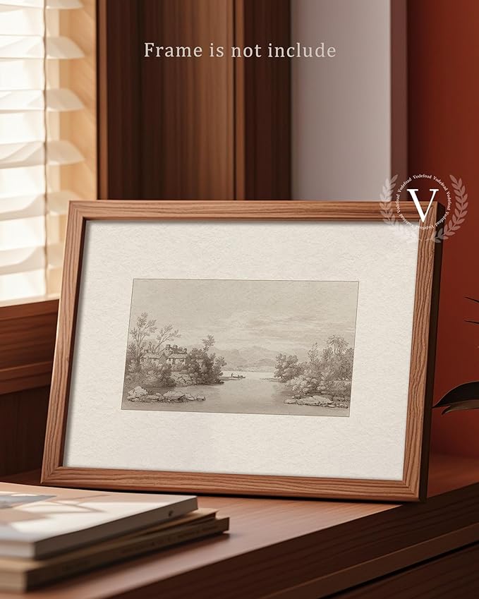 Vodefoad Vintage Tree Sketch Wall Art Retro Square Vintage Tree Sketch Nature Drawing Print Sage Green Wall Art Minimalist Sketch Drawing Farmhouse Decor - 8x10Inch Unframe