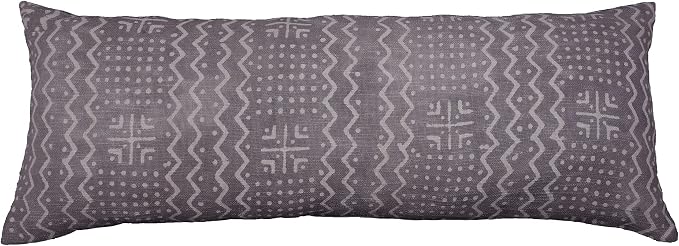 Trade Star 100% Cotton Spring Pillow Cover Handloomed Body Pillow Cover Throw Cushion Cover Decorative Oblong Lumbar Mudcloth Pillow Cases Brethable Handmade Pillow Case (Grey ALMA 14X36 Inch)