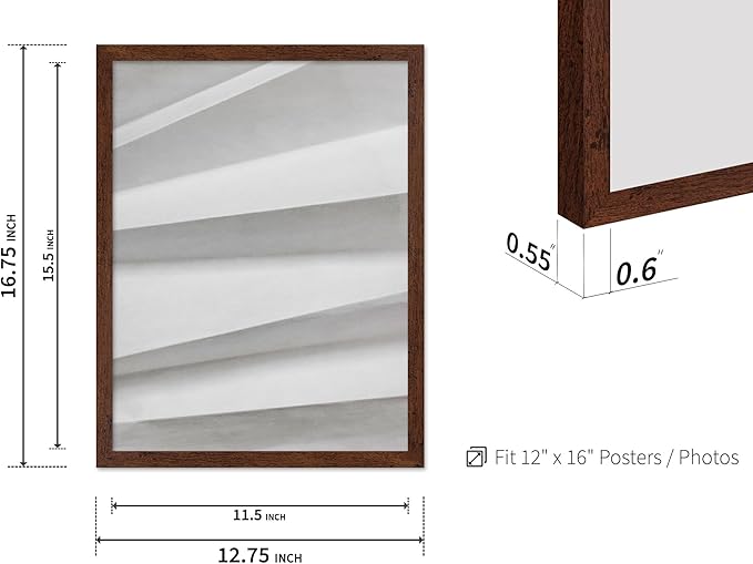 Monem Art Minimalist Paper Fold Abstract Print - Scandinavian Monochrome Texture Poster - Wall Decor for Living Room, Bedroom or Office - 12x16 Brown Framed Wall Art by Mareike Bohmer