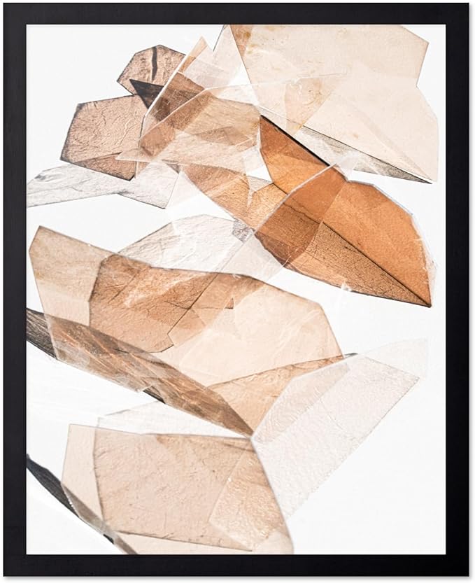 Monem Art Earthy Origami Paper Photography Print - Neutral Abstract Shapes Art Poster - Wall Decor for Living Room, Bedroom or Office - 16x20 Black Framed Wall Art by Renee Stramel