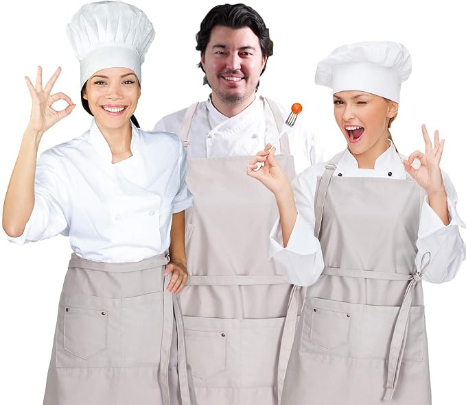 LessMo Bib Apron, Canvas Cotton Cooking Aprons 100% Cotton