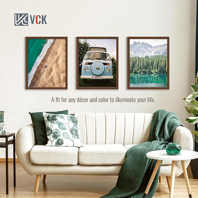 VCK 22x28 Poster Frame Set of 4 - Brown, Gallery-Quality Wood Picture Frames, 1.1-Inch Wide Border, Polished Plexiglass, Vertical or Horizontal Wall Display for Photo/Art/Prints, Brown