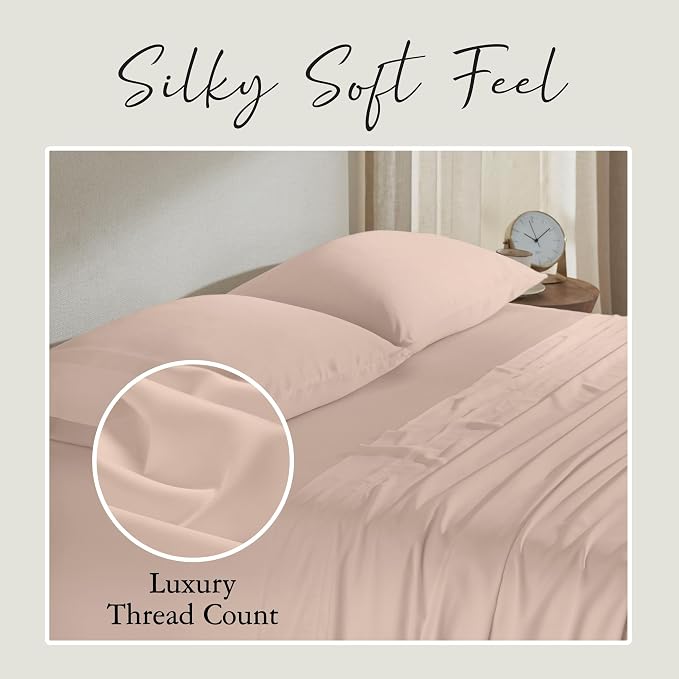 KARISSA MAE Pure Viscose from Bamboo Standard Size Pillowcase Set | 100% FSC Certified | Luxuriously Soft | Cooling | [Pink Peony]