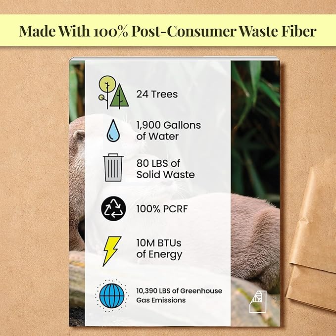 Photoreal Journal, 100% Recycled, Otters, 9.75" x 7.75", 192 Pages Dotted Grid, Perfect Bound, FSC Certified, Made in USA