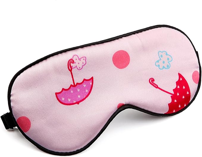 100% Natural Silk Sleep Eye Mask Kids, Cute Night Sleeping Mask with Adjustable Elastic Strap for Newborn (Baby Cute Pink)