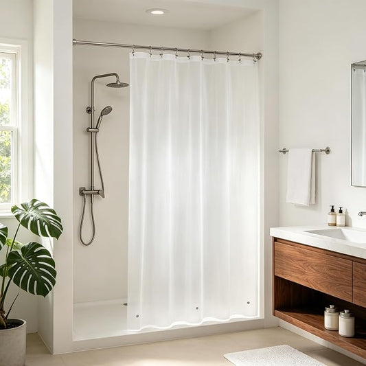 Barossa Design 54" x 78" Frosted Stall Shower Curtain Liner with 3 Magnets - Waterproof PEVA Shower Liner for Bathroom Stall, PVC Free, Metal Grommets - Frost, 54x78