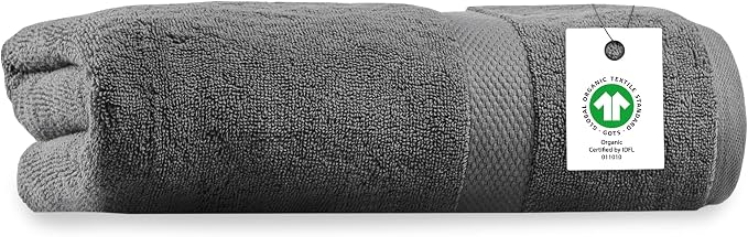 Organic Cotton Luxuriously Plush Bath Sheet | GOTS & Oeko-TEX Certified | Premium Hotel Quality Towels | Feather Touch Technology| 650 GSM Long Staple|Soft, Quick Dry & Ultra-Absorbent 36"x70"