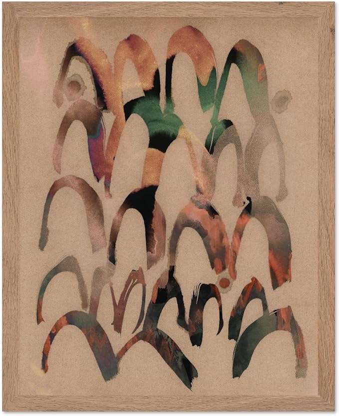 Monem Art Abstract Arch Mark Making Painting Print - Contemporary Peach and Mocha Art Poster - Wall Decor for Living Room, Bedroom or Office - 8x10 Beige Framed Wall Art by Renee Stramel