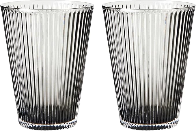 Rosendahl Grand Cru Nouveau Glass Tumbler Set (Set of 2) - 12.2 Fl. Oz. - Lead-Free, Dishwasher Safe, Elegant Clear Glass Drinkware for Water, Juice, Coffee, and Wine - Modern, Durable (Smoke)