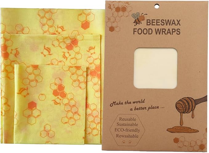 Bee's Wrap Beeswax Wraps for Food - Reusable Food Wraps, Sandwich Wrap & Bowl Covers Yellow Honeycomb One Size