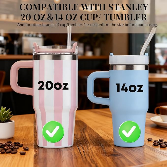 4 Pack Replacement Clear Straws for Stanley 20 oz 14oz Tumbler, 8.85 inch Reusable Plastic Straws for Yeti 30oz 25 oz 26 oz 20 oz Tumbler, Mason Jar 16oz Venti Cup with Brush, Made of Tritan（Bend）