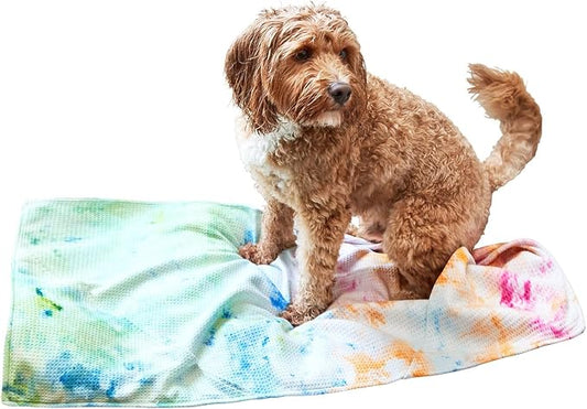 Dock & Bay Pet Towel - Super Absorbent & Quick Drying Dog Towels with Bag - 100% Recycled - Sunset Splash, Medium (90x50cm, 35x19)