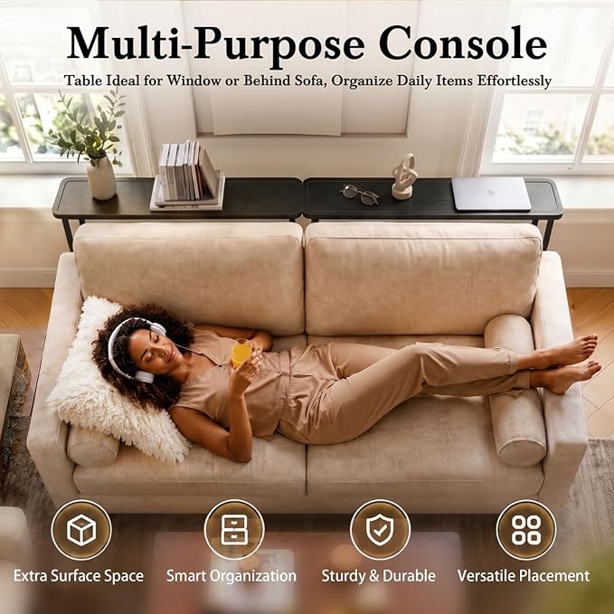 Faesun 33.5 Inch Behind Couch Table, Vacuum Forming Narrow Console Table, Thin Sofa Side Display Table, for Living Room, Bedroom, Black