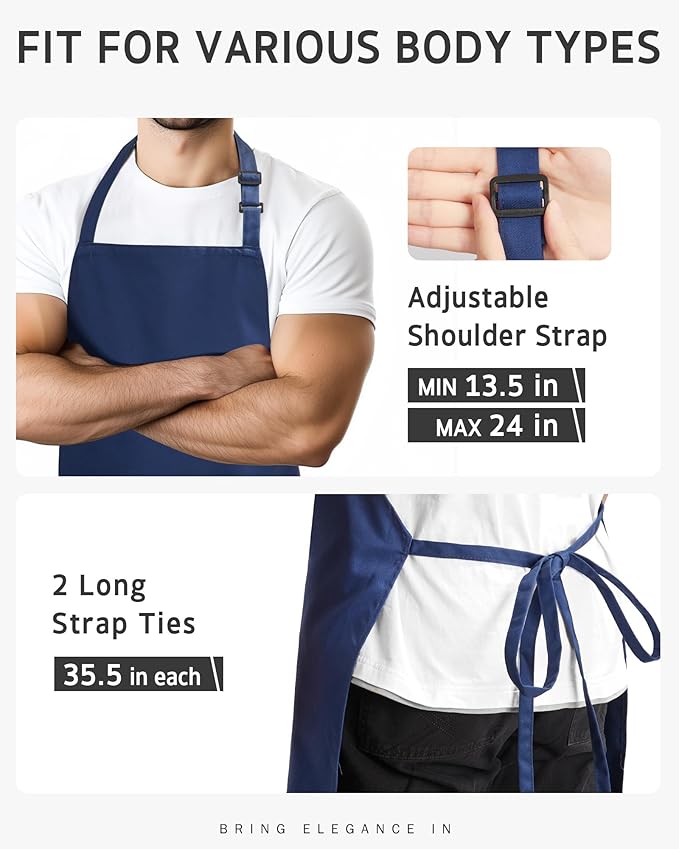 Syntus Chef Apron for Men Women Kitchen Cooking Apron with Pockets, Adjustable Bib Aprons Stain Resistant