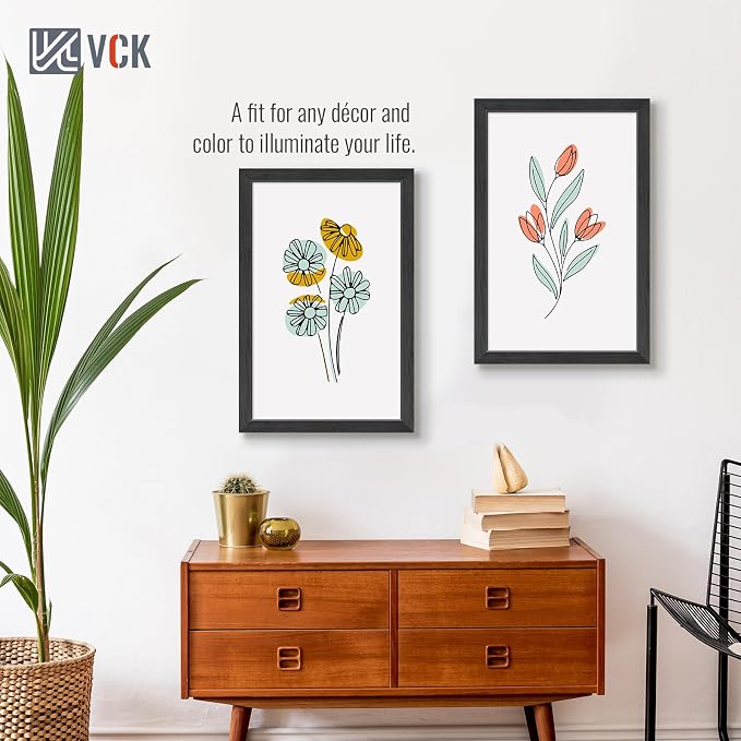 VCK 14x22 Picture Frame 3 Pack, Black Poster Frame MDF Wood with Polished Plexiglass, Wall Mounting Horizontal & Vertical Display