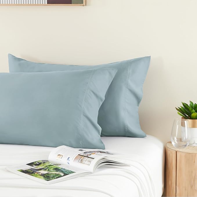 BEDELITE King Size Pillow Cases Set of 2, Rayon Derived from Bamboo, Cooling Pillow Cases for Hot Sleepers & Night Sweats, Breathable and Silky Soft Envelope Pillowcases(Haze Blue, 20"x36")