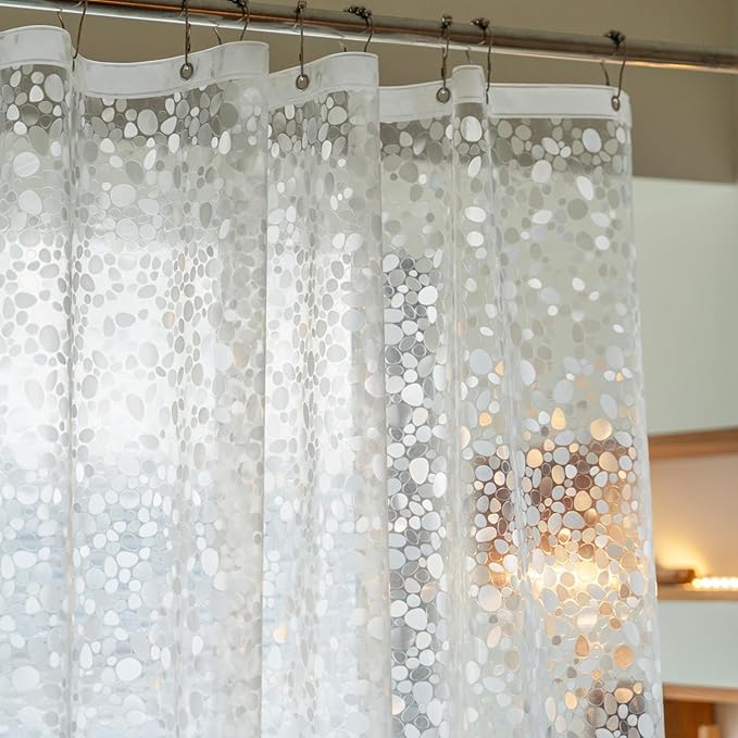 2 Pack Stall Shower Curtain Liner 36 x 72 inch, EVA Weighted Bathroom Shower Liner with 2 Strong Magnets, Heavy Duty,Pebble (36" W X 72" H)