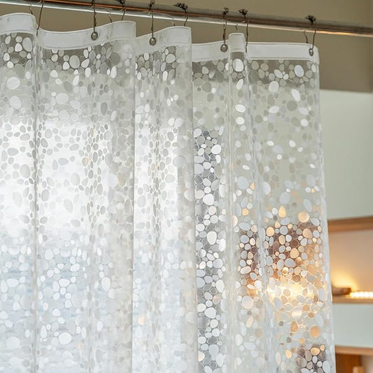 2 Pack Stall Shower Curtain Liner 36 x 72 inch, EVA Weighted Bathroom Shower Liner with 2 Strong Magnets, Heavy Duty,Pebble (36" W X 72" H)