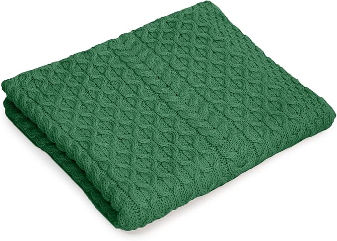 SAOL Aran Merino Wool Blanket – 100% Natural Fiber – Soft Throw for Bed or Sofa, 60” x 36” Warm Knit Made in Ireland