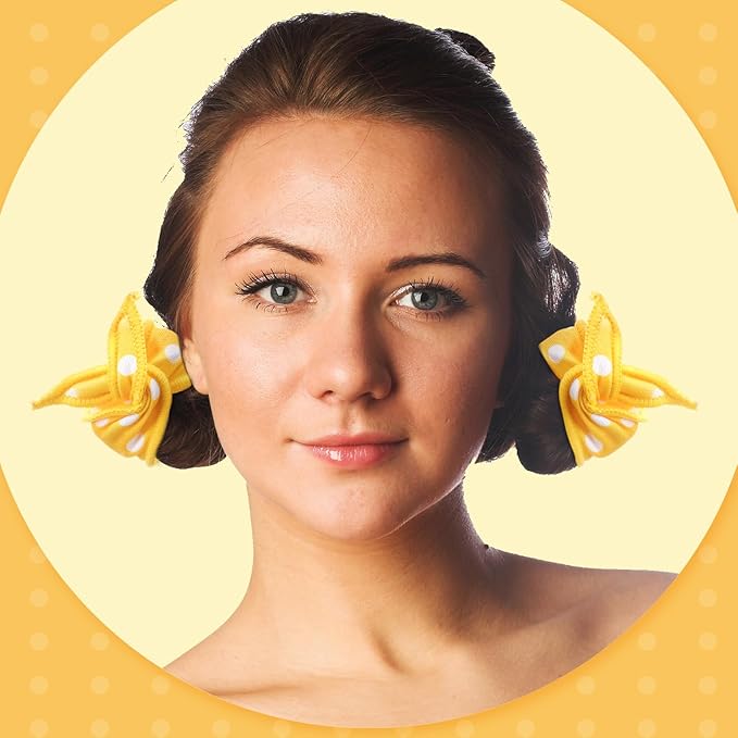 Bememo 40 Pieces Soft Curlers Hair Rollers Overnight Heatless Pillow Rollers for Hair Satin Sponge Curlers to Sleep in No Heat for Long Short Styling Tools(Yellow)