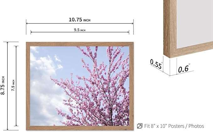 Monem Art Cherry Blossom Spring Sky Photography Print - Floral Nature Art Poster - Wall Decor for Living Room, Bedroom or Office - 8x10 Beige Framed Wall Art by Mareike Bohmer