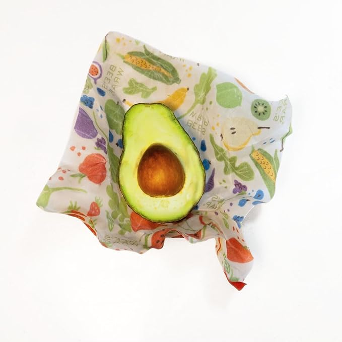 Bee's Wrap Beeswax Wraps for Food - 3 Pack of Assorted Beeswax Wraps - 2 Medium & Sandwich Wrap - Plastic Free Made in USA Reusable Natural Food Wrap - Garden Party