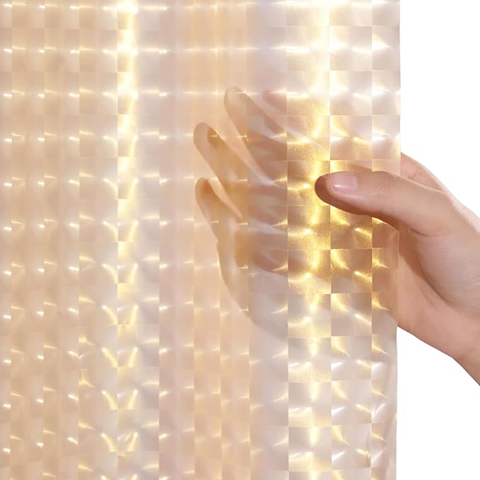 EVA Clear Shower Curtain, Water-Repellent Shower Curtain Liner with 3 Magnets for Bathroom, 72x72 Inches, Yellow Checkered