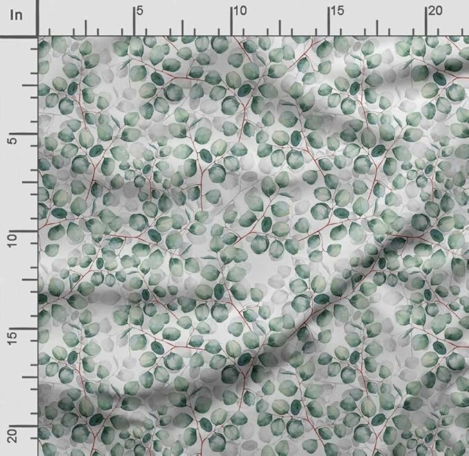 Soimoi Unstitched Crepe Fabric, 1 Yard - 42" Wide, Green - Leaves Print, Soft and Light Weight Fabric Material for Suits, Garments, Dresses and Accessories