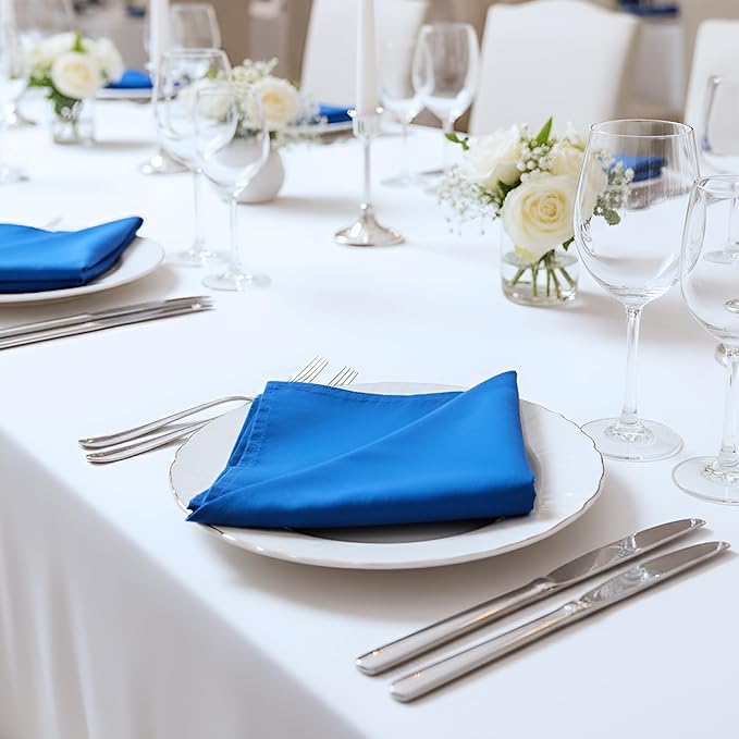 Cloth Napkins Set of 12, 100% Cotton Fabric Reusable Dinner Napkins, 18 x 18 Inch Washable Table & Kitchen Napkins for Everyday Dining, Entertaining, Home & Restaurant Use, Blue