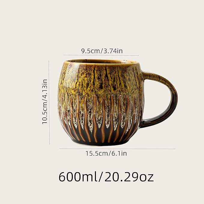 20oz Large Coffee Mug - Unique Handcrafted Look Ceramic Cup, Large Tea Mug, Microwave & Dishwasher Safe (yellow)
