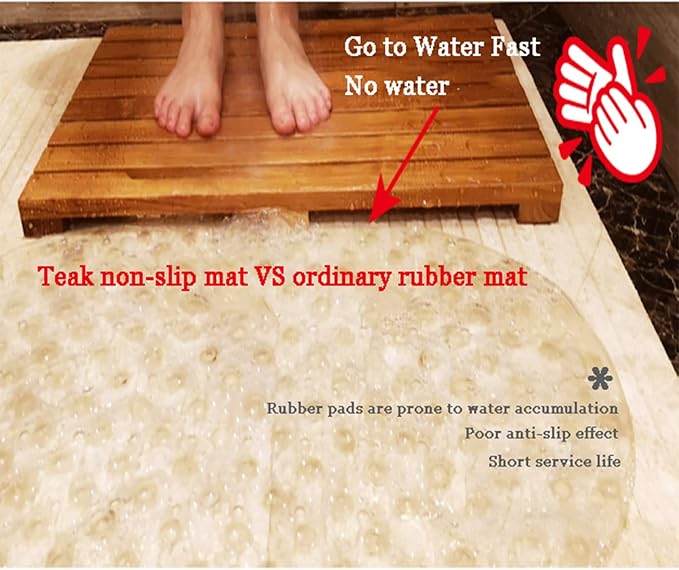 Natural Wooden Shower Mat,Bamboo Duckboard Bath Mat,Waterproof Wooden Slatted Duckboard for Bathtub Spa Sauna, Non-Slip Floor Mat for Indoor and Outdoor, Customizable,30x70cm/12x28in