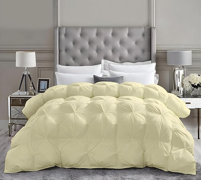 California King Down Alternative Comforter 102x96 Inch Ivory – 500 GSM Ultra Soft Breathable, Luxury Pintuck Pinch Pleat, All Season Duvet Insert with Corner Tabs, Machine Washable