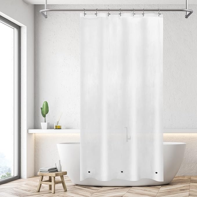 Mrs Awesome Small Stall Shower Curtain Liner 36 x 72 inch, PEVA 8G Thick & Heavy Duty, 3 Bottom Magnets, Waterproof, 36x72, Frost
