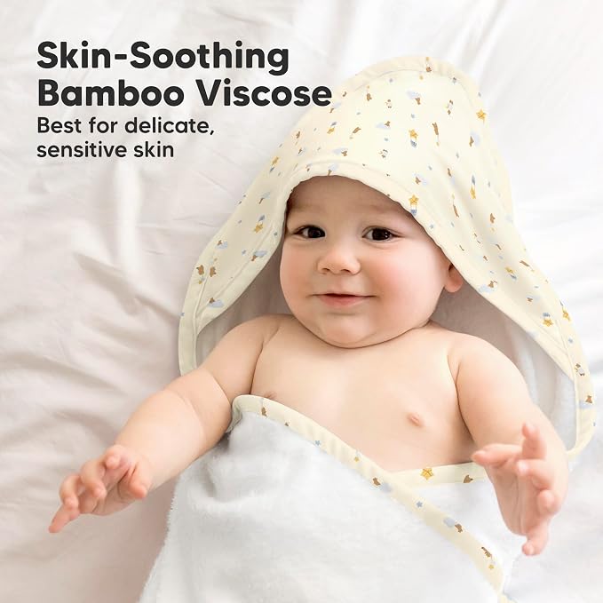 KeaBabies Baby Hooded Towel and Baby Hair Brush - Soft Bath Towels with Hood for Kids and Infant, Wooden Hairbrush with Soft Goat Bristles for Cradle Caps