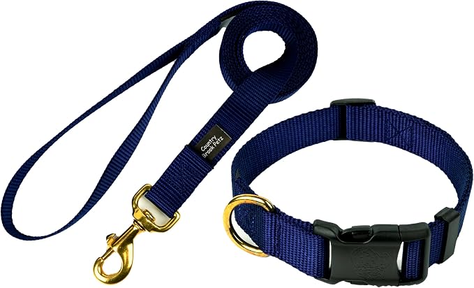 Country Brook Petz - Everyday Nylon Dog Collar and Leash - 10+ Cool Colors (3/4 Inch, Small, Navy Blue)