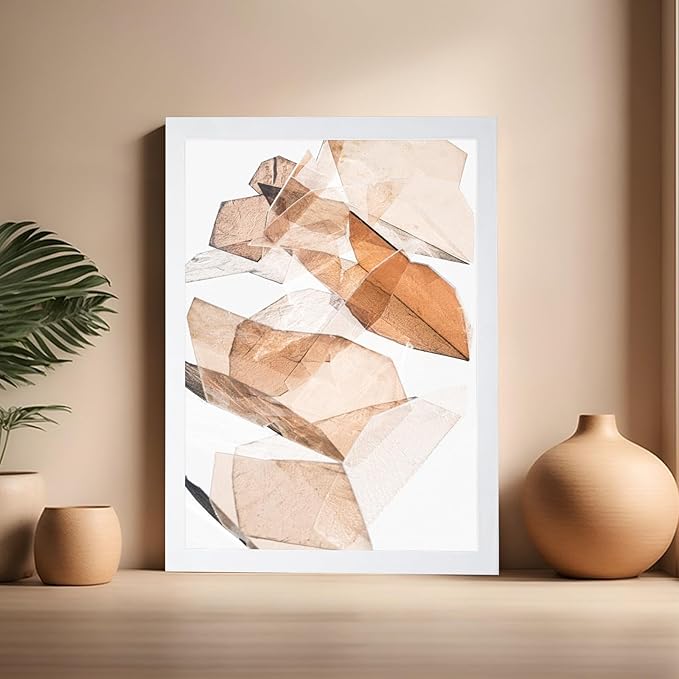 Monem Art Earthy Origami Paper Photography Print - Neutral Abstract Shapes Art Poster - Wall Decor for Living Room, Bedroom or Office - 16x20 White Framed Wall Art by Renee Stramel
